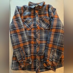 O'Neill Sherpa-Lined Plaid Shacket in Blue and Orange